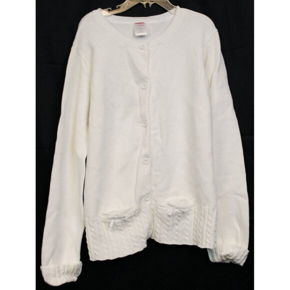 2009 Gymboree Valentine's Day White Knit Cardigan sz L 10-12 NWT Pocket Bow - Picture 1 of 9